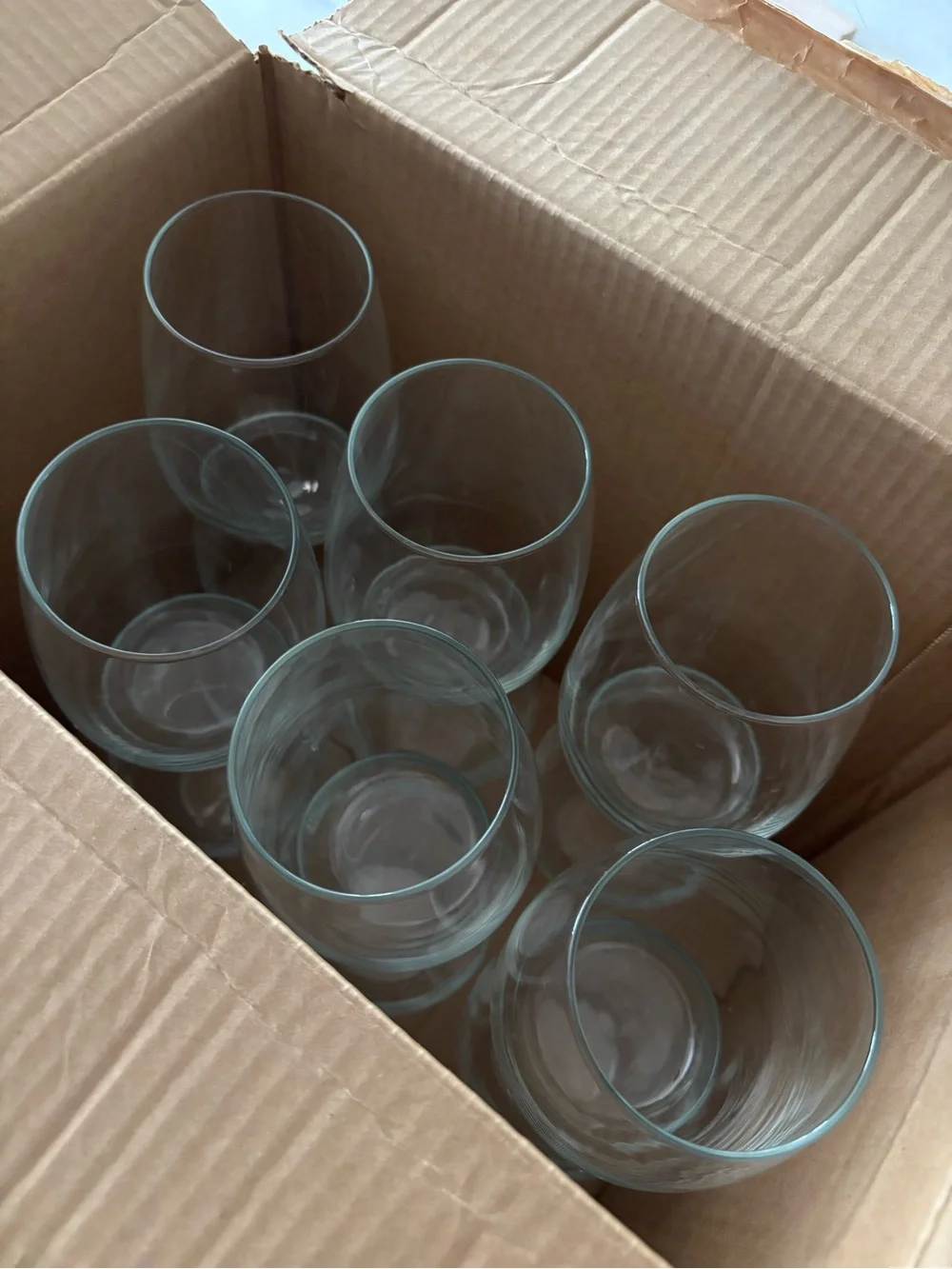 Clear Stemless Wine Glass - 12 piece